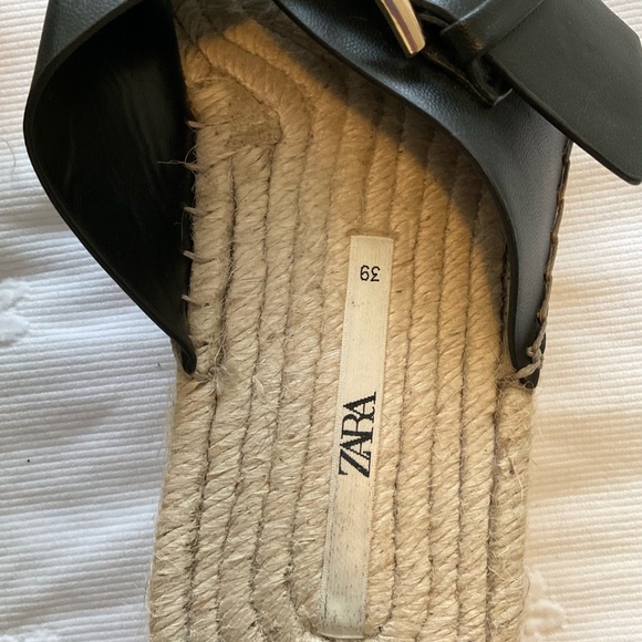 Zara Size 39 UK / 8.5/9 US Black Jute Wedge Sandals - Picture 4 of 7